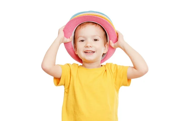 Garçon dansant dans le chapeau isolé sur blanc — Photo