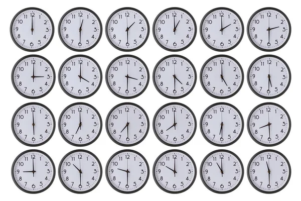 Nastaveny hodiny izolovaná izolované na bílém — Stock fotografie