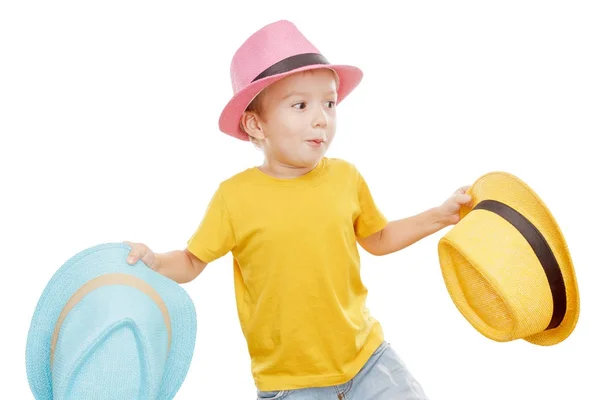 Dancing boy in the hat isolated on white — Stock Photo, Image