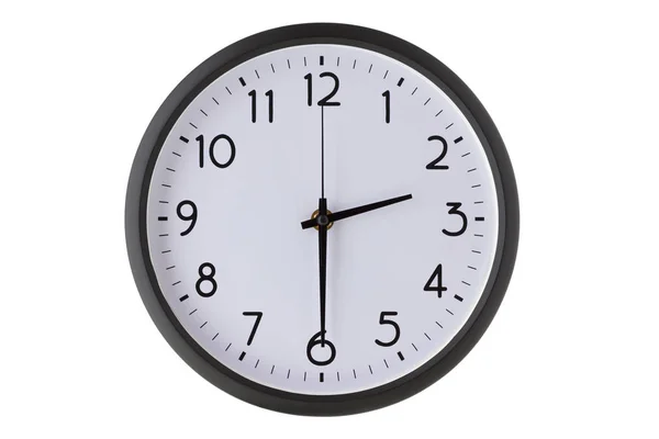 Round office wall clock on white, — Stock Photo, Image