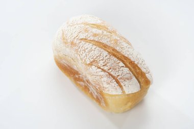 Beyaz arka plan üzerinde izole ekmek, sayfa görünümü