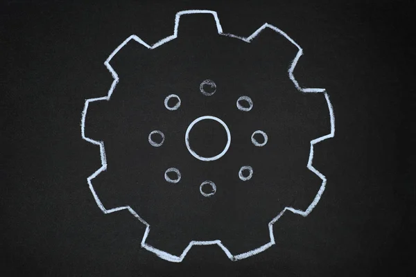 Gear wheels illustration on blackboard — Stock Photo, Image