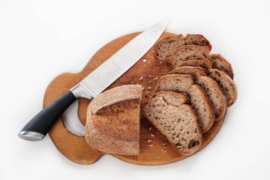 Beyaz arka plan üzerinde izole ekmek, sayfa görünümü