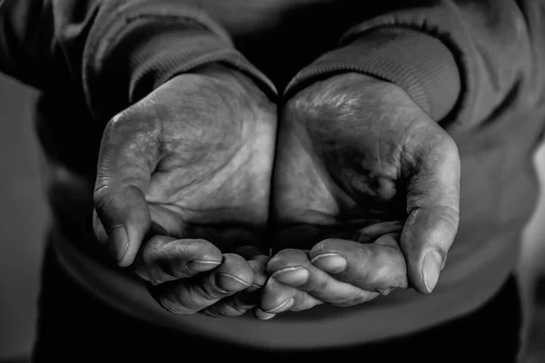 Closeup dirty males hands of poor man — Stock Photo, Image
