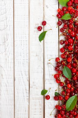 Meyve arka plan, ahşap masa kirazlı