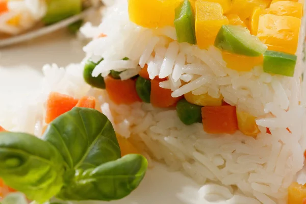 Bezmasá jídla, rýže salát se zeleninou, zdravá jídla — Stock fotografie
