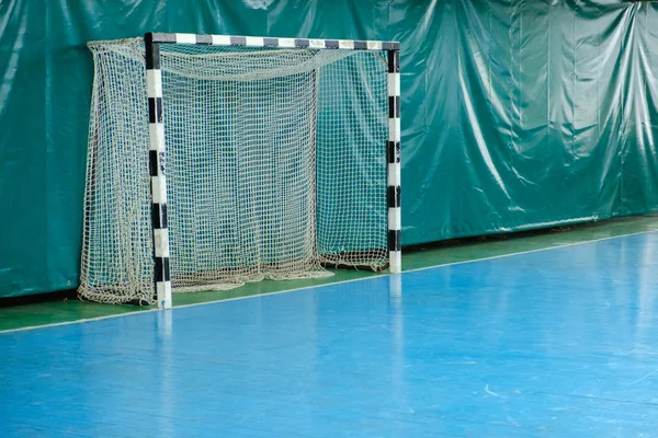 Futsal Blanco Campo de goles, campo de fútbol y cancha de baloncesto . —  Fotos de Stock