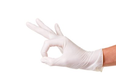 El OK işareti beyaz arkaplanda izole edildi