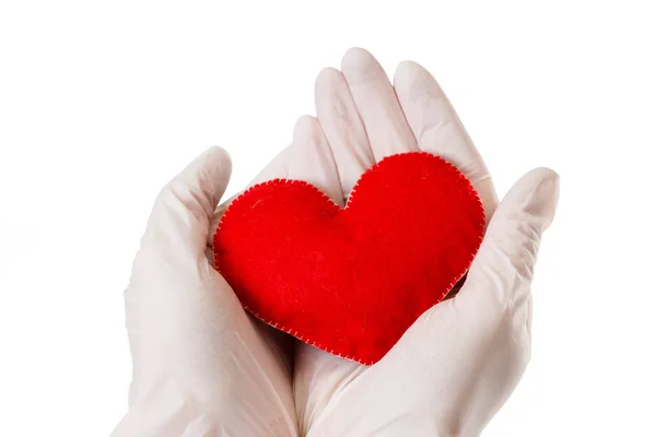 Женские руки, дающие красное сердце — стоковое фото