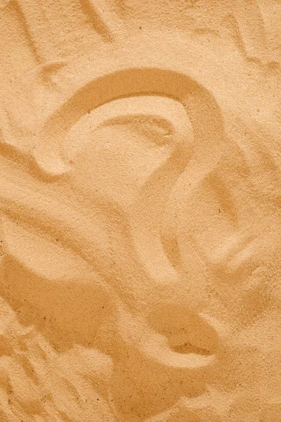 何と砂のビーチで手書きされた疑問符記号を質問します。 — ストック写真