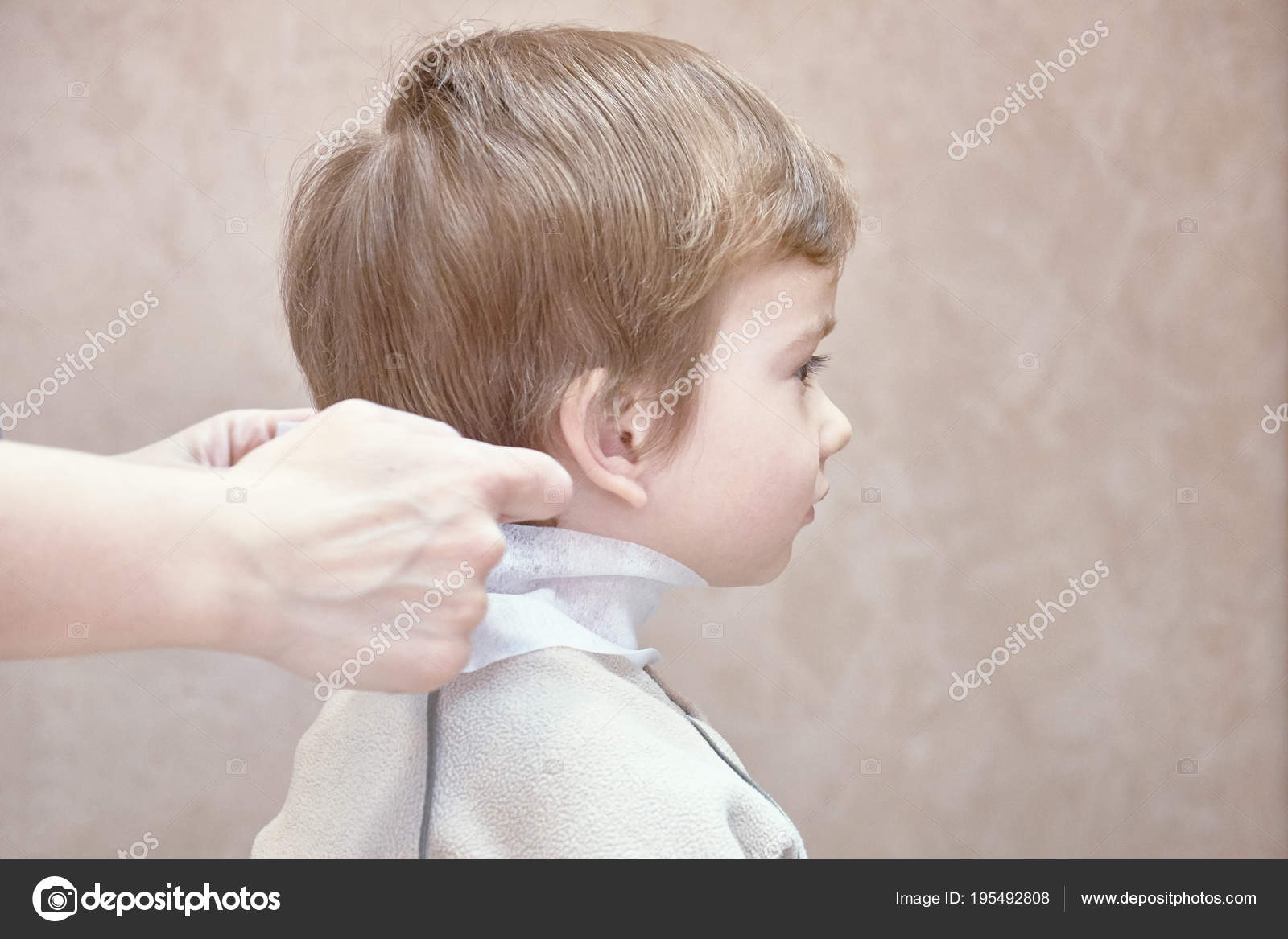Cute Little Boy Cuts Cute Little Boy Having Hair Cut Stock