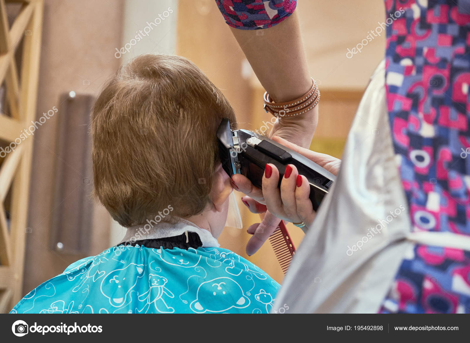 Cute Little Boy Having Hair Cut Stock Photo C Bravissimos 195492898