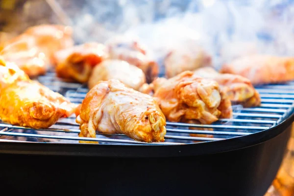 Smokehouse stands on the grass in a summer garden. — Stock Photo, Image