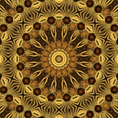 Altın kristal geometri arka planı ve simetri tasarımı, pürüzsüz bla