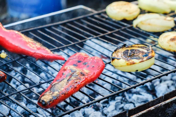 Zöldségek grill pác bbq egészséges, tűz előétel. — Stock Fotó