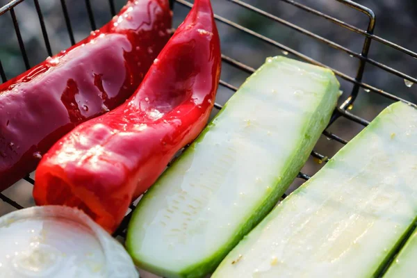 Sebzeler ızgara salamura bbq sağlıklı, kızarmış yemek. — Stok fotoğraf