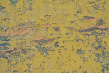 Eski yatay ahşap zemin ile sarı boyalı yatay resim