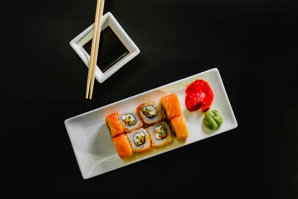 Japanese sushi seafood roll restaurant, traditional menu.