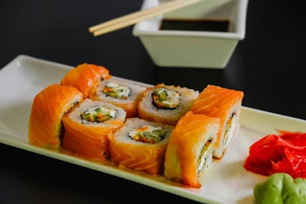 Japanese sushi seafood roll restaurant, dinner tuna.