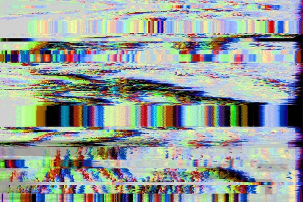 Glitch Nessun Segnale Sfondo Pixel Rumore Display Vhs Danneggiato — Foto Stock