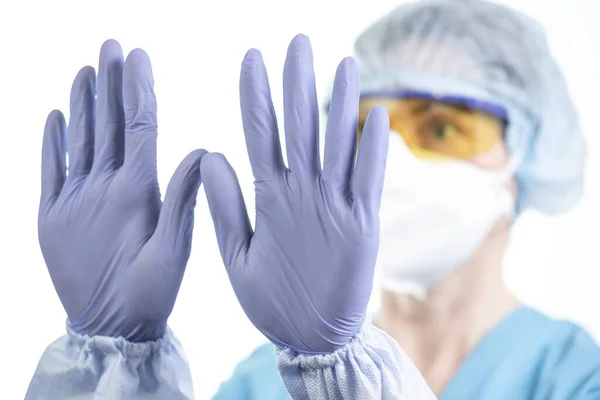 Medizinischer Schutz Arzt Coronavirus Covid Konzept Handschuh Sauber — Stockfoto