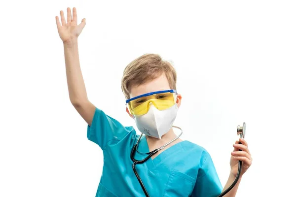 Mały Chłopiec Lekarz Dziecko Białym Tle Medycyna — Zdjęcie stockowe