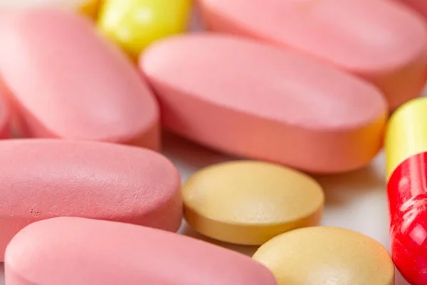 Medicine Pill White Medical Tablet Prescription Health Pharmaceutical Vitamin — Stock Photo, Image