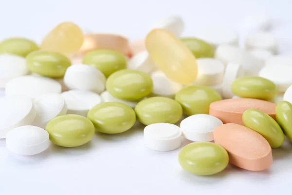 Pills Tablets Capsule Isolated White Background Macro — Stock Photo, Image