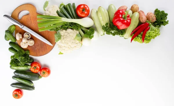 Verduras Establecer Alimentos Sobre Fondo Blanco Dieta Saludable Orgánico —  Fotos de Stock