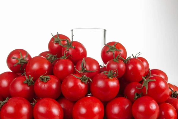 Suco Tomate Vermelho Vegetal Maduro Cru Para Alimentos Isolados Fundo — Fotografia de Stock