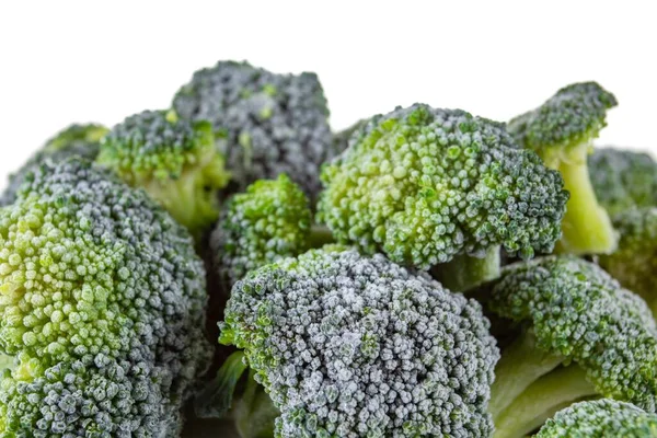 Zamrożone Brokuły Lodem Zdrową Żywnością Surowy Składnik Tło — Zdjęcie stockowe