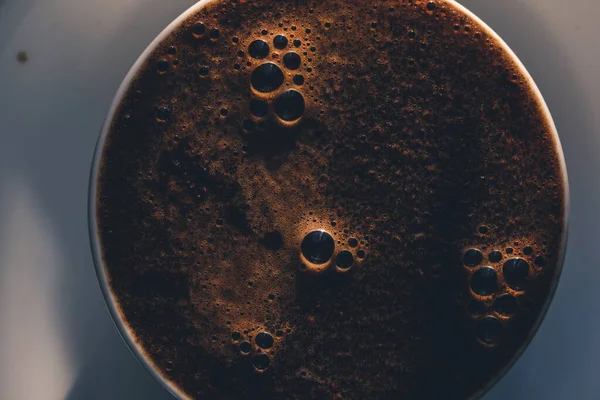 Kaffee Weiße Tasse Mit Schaum Vorhanden Blick Von Oben — Stockfoto
