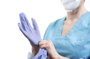 Tıbbi koruma doktoru Coronavirus covid-19 konsept eldiven, tıp.