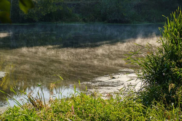Πρωινή Ομίχλη Ένα Ήρεμο Ποτάμι Γαλήνια Σκηνή Στο Ποτάμι Ουκρανία — Φωτογραφία Αρχείου