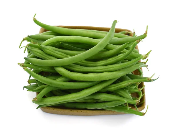 Judías Verdes Frescas Phaseolus Vulgaris Aisladas Sobre Fondo Blanco — Foto de Stock