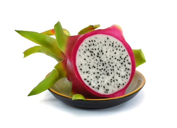 Gesneden Draak Fruit Geïsoleerd Witte Achtergrond — Stockfoto