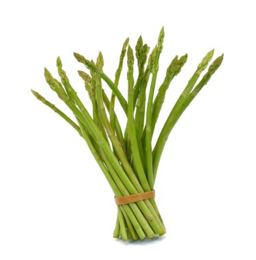 Beyaz arka planda taze kuşkonmaz resmi izole edilmiştir.