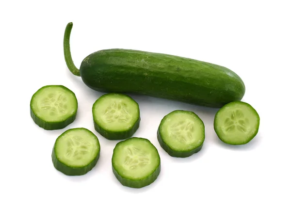 Fresh Cucumber Slice White Background — ストック写真