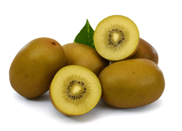 Rijp Fuzzy Kiwi Vruchten Geïsoleerd Witte Achtergrond — Stockfoto