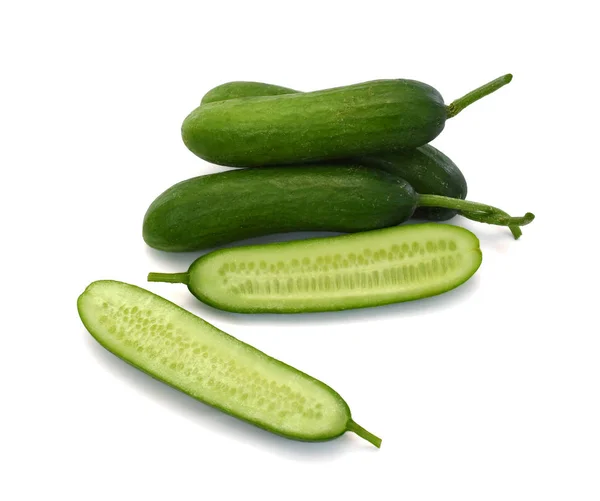 Verse Komkommergroenten Geïsoleerd Witte Achtergrond — Stockfoto