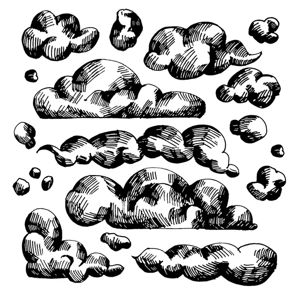Clouds drawing by ink — Stock Vector