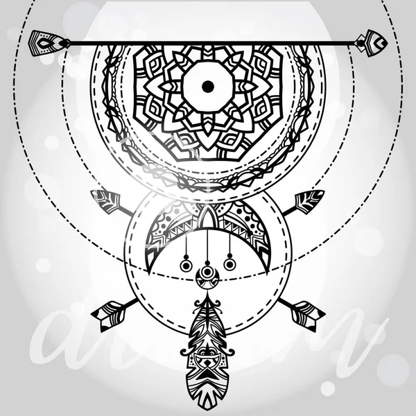 Boheemse tribal dream catcher — Stockvector