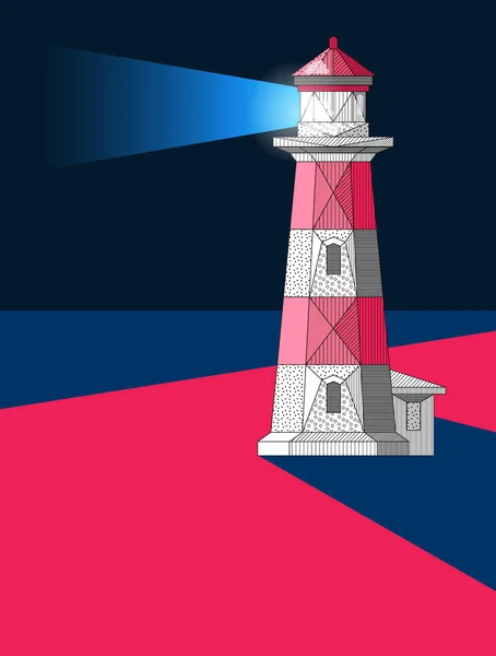 Poster with vector lighthouse