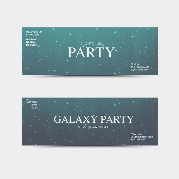 Galaxy party flyer blue — Stock Vector
