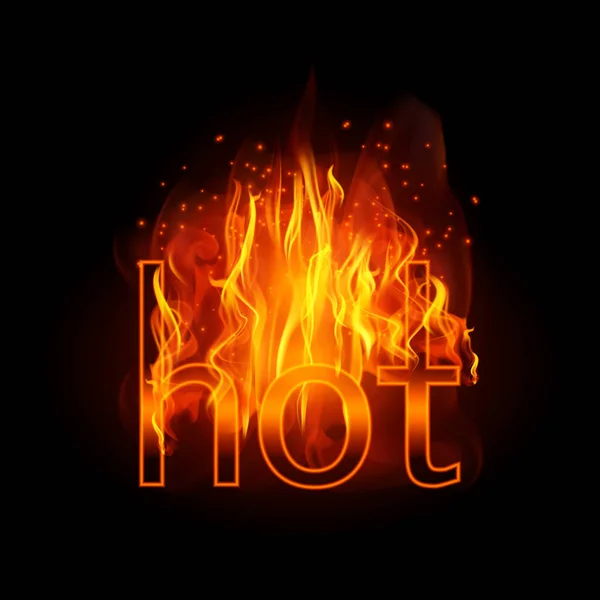 Abstracto fuego llamas vector de fondo. Ilustración Fuego caliente con texto brillante en llamas — Archivo Imágenes Vectoriales