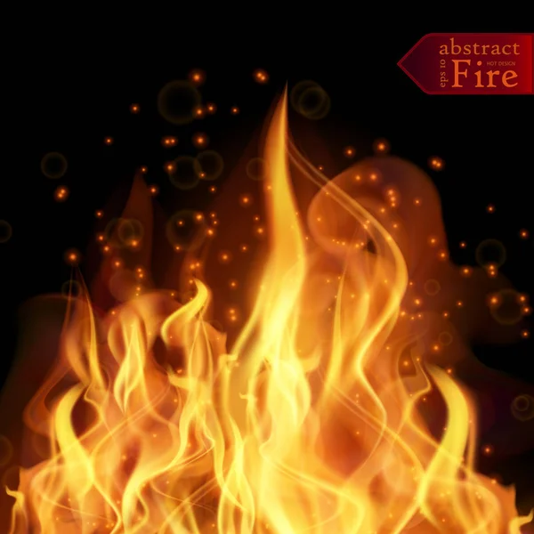 Abstrakcja ogień płomienie tło wektor. Ogień gorący ilustracja — Wektor stockowy
