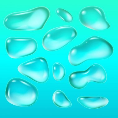 Gerçekçi cam şeklinde mavi bir arka plan üzerine bir yağmur damlaları. Abstract değeri. Vektör çizim.