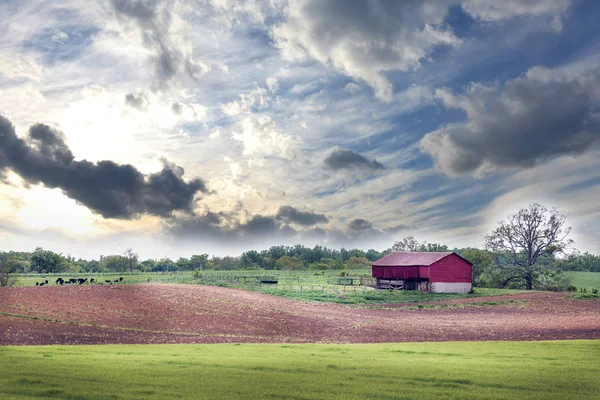 Bauernhof im Märchenland im Frühling — Stockfoto