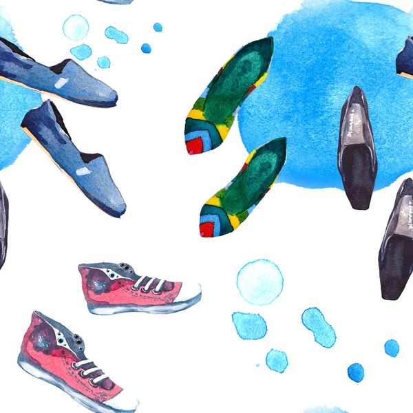 Aquarel naadloze patroon met schoenen — Stockfoto