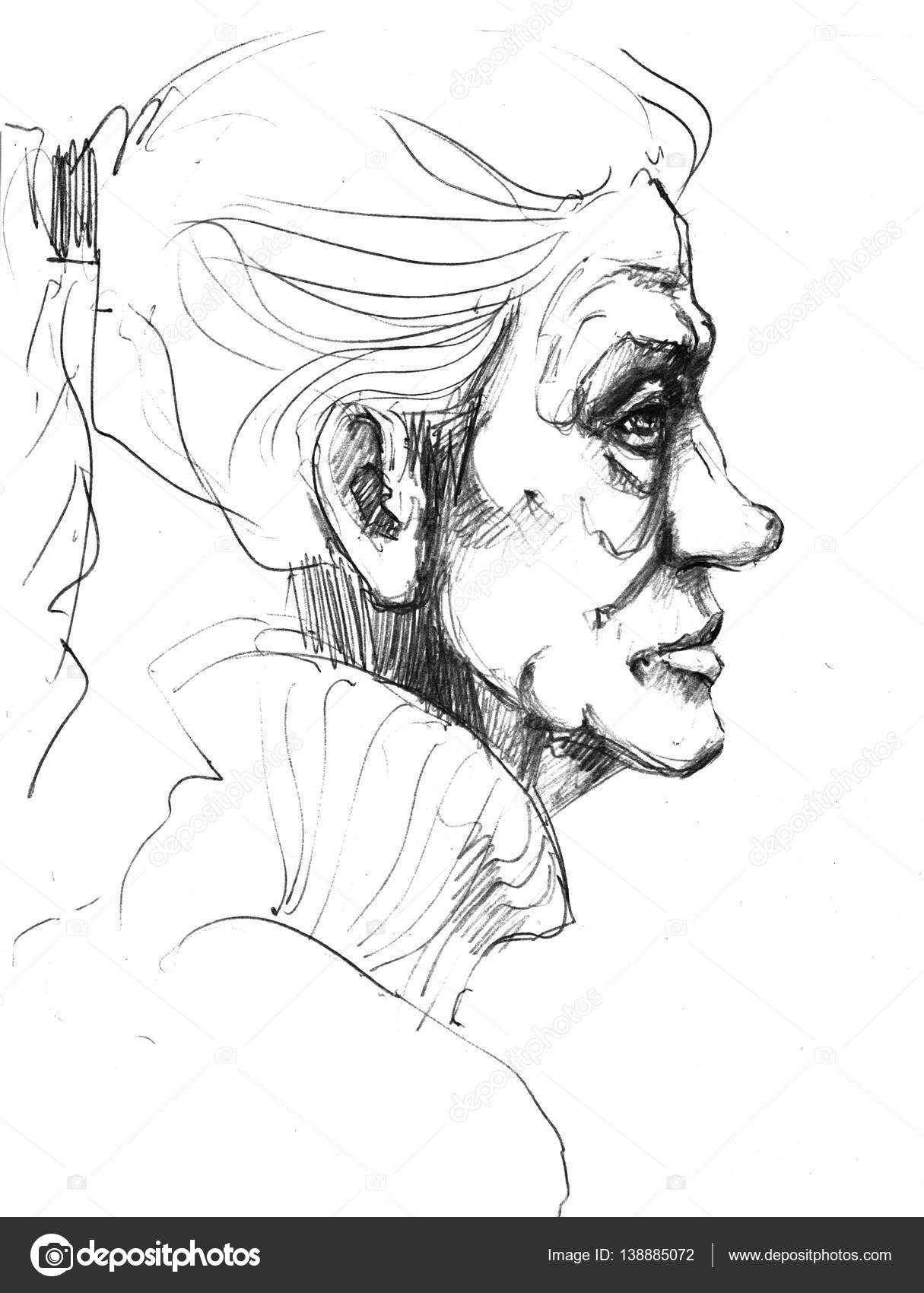 Disegni a matita di nonna Volto di una donna anziana — Foto di designya gmail